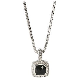 David Yurman Sterling Silver Onyx and Diamond Petite Albion Pendant Other
