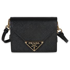 Prada Black Saffiano Card Holder With Strap Black