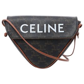 Céline Bolsa Tiracolo Celine Triomphe Triangle em PVC e couro, marrom Marrom