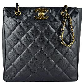 Borsa a tracolla Chanel in vitello grana Nero