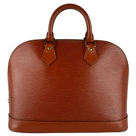 Borsa a mano Louis Vuitton Alma in pelle Epi Marrone