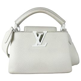 Sac à main Louis Vuitton Capucines MINI en cuir blanc Blanc