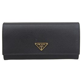Prada Long Wallet in Black Saffiano Leather Black