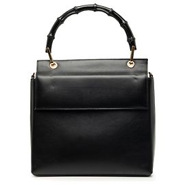Bolsa Satchel Gucci em couro de bezerro preta com bambu Preto
