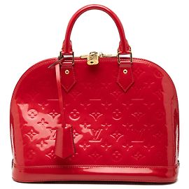 Red Louis Vuitton Monogram Vernis Alma PM Handbag Red