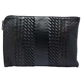 Brown Bottega Veneta Nappa Intreccio Imperatore Zip Clutch Brown