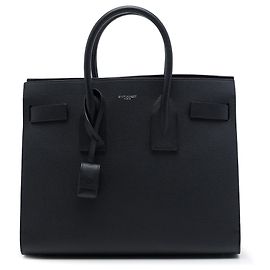 Mala Saint Laurent Sac De Jour Medium em pele de vitela granulada preta Preto