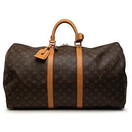 Borsa da viaggio Louis Vuitton Monogram Keepall 55 Marrone Marrone