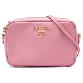 Mini sac caméra Prada Saffiano Lux rose Rose