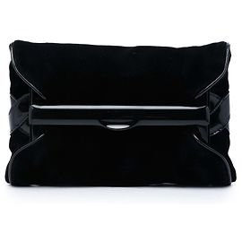 Clutch Bottega Veneta in velluto e vernice nera Nero