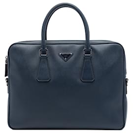 Blue Prada Saffiano Business Bag Blue