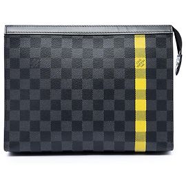 Black Louis Vuitton Damier Graphite Stripe Pochette Voyage MM Clutch Bag Black