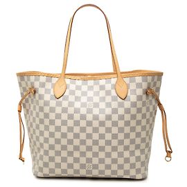 Sac cabas Louis Vuitton Neverfull MM Damier Azur Blanc Blanc