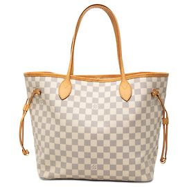 Saco Tote Louis Vuitton Neverfull MM Damier Azur branco Branco