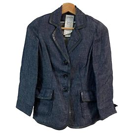 Giacca sartoriale in pelle e denim Armani Collezioni Blu