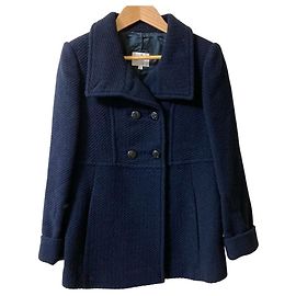 Armani Collezioni Wool Coat Blue Navy blue