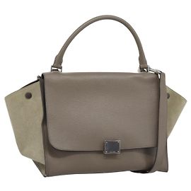 Céline CELINE Trapeze Handtasche Leder 2way Grau Silber Andere