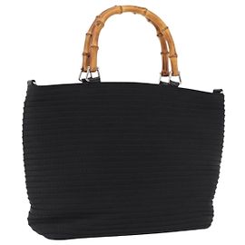 GUCCI Bamboo Handtasche Canvas Schwarz Silber 000 1998 0540 Andere