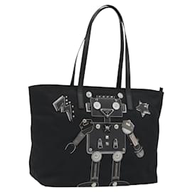PRADA Robot Tote Bag Nylon Black Silver Andere