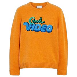 Coach Video Embroidered Wool Sweater Orange