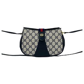 Borsa a tracolla/Pouch in pelle GUCCI Vintage GG Logo Rosso Blu navy
