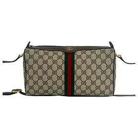 Gucci Old Sherry Line GG Logo Pattern Shoulder Bag Brown Red Green