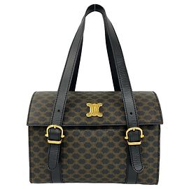 Céline Sac à main Mini Boston Celine Macadam Blazon Pattern Marron Noir