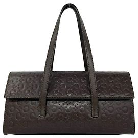 Céline Celine C Macadam Triomphe Logo Embossed Leather Handbag Brown