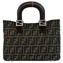 Mini sac cabas Fendi Zucca FF Pattern Marron Noir