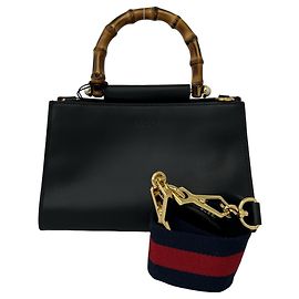 Borsa a mano Gucci Nymphaea Bamboo Sherry Line Nero Rosso