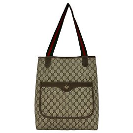 Gucci Old Sherry Line GG Logo Pattern Tote Bag Brown Red Green