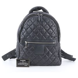 Mochila Chanel Coco Cocoon em couro e nylon Preto