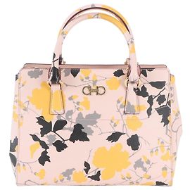 Bolsa Tote Beggy Floral em couro Salvatore Ferragamo Rosa Amarelo
