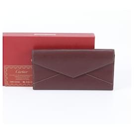 Cartier Envelope Leather Long Wallet Dark red