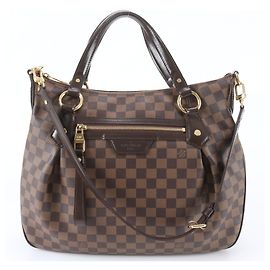 Louis Vuitton Damier Evora MM Shoulder Bag Brown