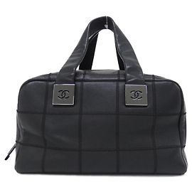 Bolsa Chanel 24184 em couro de bezerro grão preto Preto