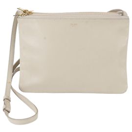 Céline Bolsa de Ombro em Couro Trio Celine Bege