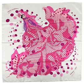 Hermès Hermes Carre 90 i HOLA FLAMENCA! Lenço de seda Rosa Multicor Cru