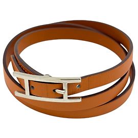 Hermès Bracelet chaîne Hermes Api 3 Charm Argenté Orange