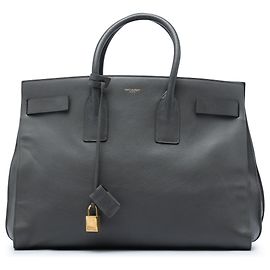 Saint Laurent Sac De Jour Tote Large em couro de bezerro liso Cinza Marrom Cinza antracite