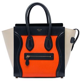 Céline Celine Luggage Tote Micro aus tricolor Leder in Orange Orange