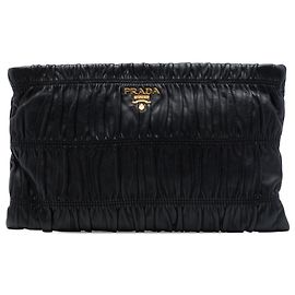 Prada Black Nappa Gaufre Clutch Black