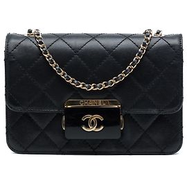 Chanel Black Mini Sheepskin Beauty Lock Flap Noir