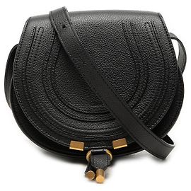 Chloé Marcie Saddle Crossbody de piel granulada negra Small Negro