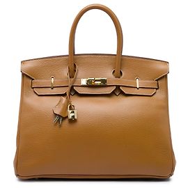 Hermès Brown Togo Birkin Retourne 35 Marrom Camelo