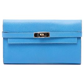 Hermès Blue Epsom Kelly Longue Wallet Blue