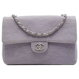 Chanel Purple Medium Classic Jersey Single Flap Roxo