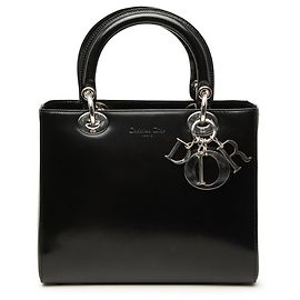 Dior Black Medium Glazed Calfskin Lady Dior Noir