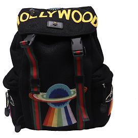 Gucci Hollywood Embroidered Rucksack Backpack in Black Polyester Black