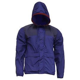 Moncler Button-Down Hooded Windbreaker in Blue Polyamide Blue